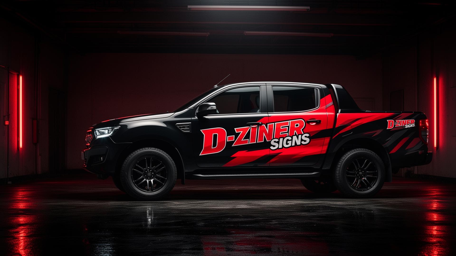 D-Ziner Signs branded pickup truck